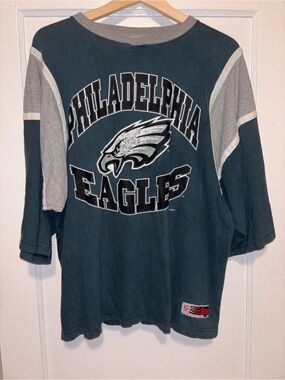 Vintage 1997 Philadelphia Eagles Raglan Shirt Logo Print Relaxed Boxy Large NFL